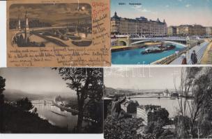 30 db modern, városképes lap, főleg külföldiek, HÍD motívummal és két régivel, sok közülük megíratlan