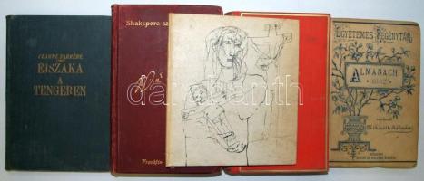 5db főleg háború előtti érdekes kiadvány, úgymint Shakespeare vígjátékai, az Egyetemes Regénytár Alm...