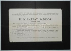 1947 Dr. Raffay Sándor evangélikus püspök gyászjelentése