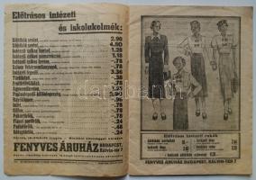 Cca 1930 Fenyves Áruház iskolaárjegyzéke