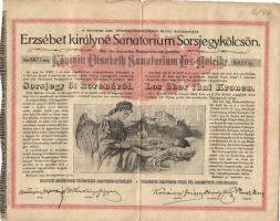 1904. "Erzsébet királyné Sanatorium Sorsjegykölcsön" sorsjegye 5K-ról (5x) T:3