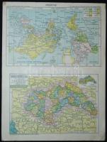1938 Magyarország, Európa, Világ térképe, 22×17 cm