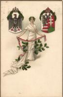 Germany Austria Hungary union, patriotic propaganda litho