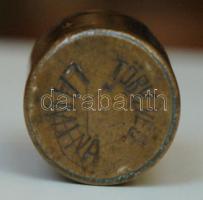 Korabeli egy rekeszes érmeadagoló fém zsebkassza jó állapotban benne fillérekkel, alján "TÖRV.V...