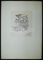 Simó Ágoston (1925-2011): Gondolatok I., tus, papír, jelzett, paszpartuzva, 43x30,5cm