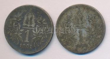 Ausztria 1894/1901. 1K Ag (2x) T:3 Austria 1894/1901. 2 Corona Ag (2x) C:F