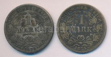 Német Birodalom/Császárság 1875A 1M Ag + 1876A 1M Ag T:3 German Empire 1875A 1 Mark Ag + 1876A 1 Mark Ag C:F