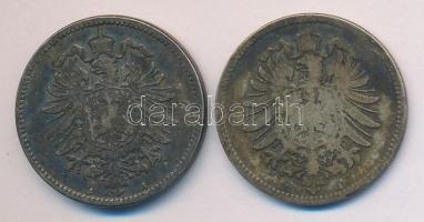 Német Birodalom/Császárság 1875A 1M Ag + 1876A 1M Ag T:3
German Empire 1875A 1 Mark Ag + 1876A 1 Mar...