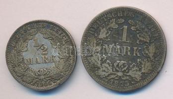 Német Birodalom/Császárság 1875A 1M Ag + 1906A 1/2M Ag T:2-,3 German Empire 1875A 1 Mark Ag + 1906A 1/2 Mark Ag C:VF,F