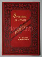 cca 1920 Souvenirs de l'Italie: Pompei. Giacomo Brogi, Florence-Naples. Leporelló festett, aranyozott vászonborítóban, szép állapotú /  Fanfold photo album