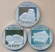 1985. 200Ft Ag (3x) "Természetvédelem II. - Vadmacska, Vidra, Mocsári teknős" sor T:PP R! ...