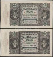 Német Birodalom/Weimari Köztársaság/Berlin 1923.7.23. 2.000.000M (4x) egymáshoz közeli sorszámmal T:...
