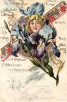 Lady, flowers, litho (EK)