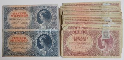 1945. 10.000P bélyeggel (26x) + 1946. 10.000MP (2x) T:II,III