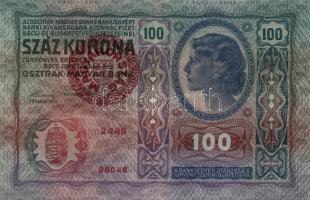 1912. 100K piros "Magyarország" felülbélyegzéssel T:II-