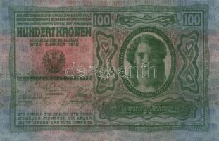 1912. 100K piros "Magyarország" felülbélyegzéssel T:II-