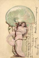 Lady, snail shell Emb. litho