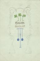 Easter greeting, Art Nouveau Emb.
