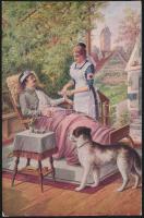 12 db háború előtti, vegyes tematikájú motívumlap, közte üdvözlőlapok, romantikus lapok és militária...