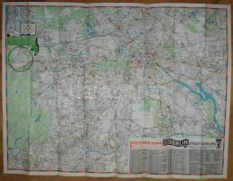 1936 A Berlini Olimpia hivatalos térképe a stadionok, Berlin és az olimpiai falu térképével  / 1936 Map of the Olympic Games. Berlin, the stadiums, and the olympic village 80x80 cm