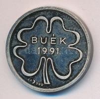 1991. "Budapest Bank Rt. / BUÉK 1991" Ag(0.999) 7,1g (23mm) dísztokban T:PP patina