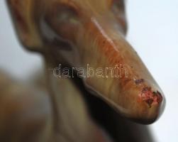 Art-deco, agár kutyával díszített hamutartó, jelzett Komlós kerámia, apró máz hibával, lepattanással...