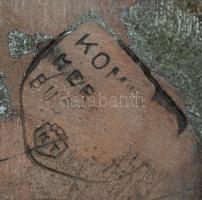 Art-deco, agár kutyával díszített hamutartó, jelzett Komlós kerámia, apró máz hibával, lepattanással...