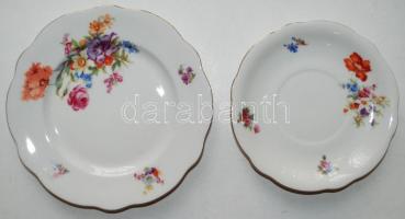 Zsolnay teáscsésze és csészealj, süteményes tányérral, jelzettek, hibátlanok