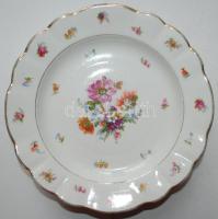 Zsolnay 4 db leveses tányér, jelzett, kopott aranyozás /Zsolnay chinaware plate in good condition d: 26 cm