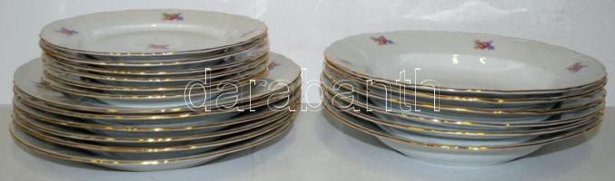 Csehszlovák MZ tányér 6 személyes készlet: 6 db mélytányér, 6 db lapostányér, 6 db süteményes-tányér...