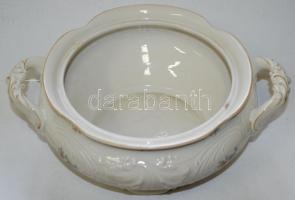 KPM sorszámozott porcelán leveses tál, jelzett, hajszálrepeséssel és a tetején sérüléssel, 34x16x20c...