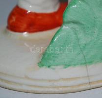 Sitzendorf, kisfiú a tacskóval, jelzett, hajszálrepedés a lában, m:17 cm