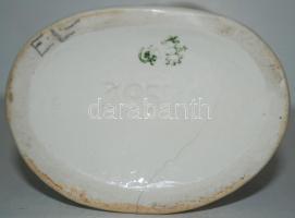 Sitzendorf, kisfiú a tacskóval, jelzett, hajszálrepedés a lában, m:17 cm