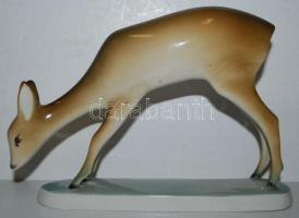 Zsolnay porcelán őz, hibátlan, jelzett/ Zsolnay chinaware figure m:13 cm h:18 cm