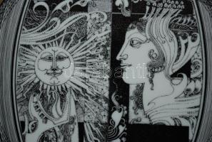 Szász Endre által tervezett Hollóházi porcelán dísztányér, jelzett, hibátlan / Faces designed by End...