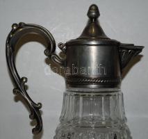 Ezüstözött karaffa, hibátlan üveggel, jelzett, m:31 cm