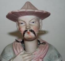 Bólogató kínai antik pár, kézzel festett és karcolt, apró lepattanások és ragasztások, BÁV címkével ...