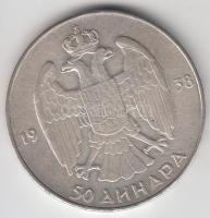 Jugoszlávia 1938. 50D Ag "I. Sándor" T:2-
Yugoslavia 1938. 50 Dinara Ag C:VF
