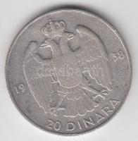 Jugoszlávia 1938. 20D Ag T:2-
Yugoslavia 1938. 20 Dinara Ag C:VF