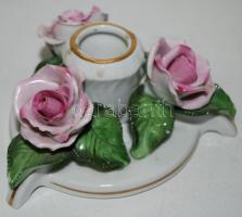 Herendi gyertyatartó pár, jelzett, alig észrevehető kis lepattanásokkal, d:13 cm