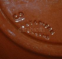 Karcagi fali madaras dísztányér, kézzel festett, jelzett, apró lepattanás a szélén, d:32 cm