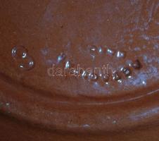 Karcagi fali virágos dísztányér, kézzel festett, jelzett, apró lepattanás a szélén, d:32 cm