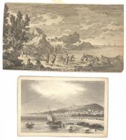 cca 1800-1850 5db tájkép, réz-, ill. acélmetszetek / 
Landscapes, copper and steel engravings, cca 1...