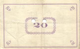 Pápa 1919.május 8. "Pápai csekk" 10K (3x) + 20K (3x) + 50K (3x) lyukasztással érvénytelení...