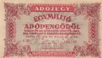 1946. 1.000.000AP (2x) mindkettő fordított címerrel, egyik "amelyeknek" nyomdai hibával T:...