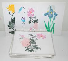 47 db modern, kinyithatós üdvözlőlap különleges virágmintával, mind használatlan és kiváló állapotban van, hozzá 13 db borítékkal