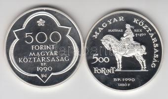 1990. 500Ft Ag + 500Ft Ag "Mátyás király" pár T:PP