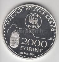 1998. 2000Ft Ag "WWF - Óvd a természetet" dísztokban, tanúsítvánnyal T:PP