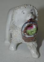 2db virágokkal díszített, festett porcelán vázácska és 2db kutyafigura, mindegyik sérült / 
Vases an...