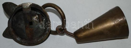 Ajtóra akasztható kutyafejes réz jelzőkolomp / 
Brass doorbell, 26cm